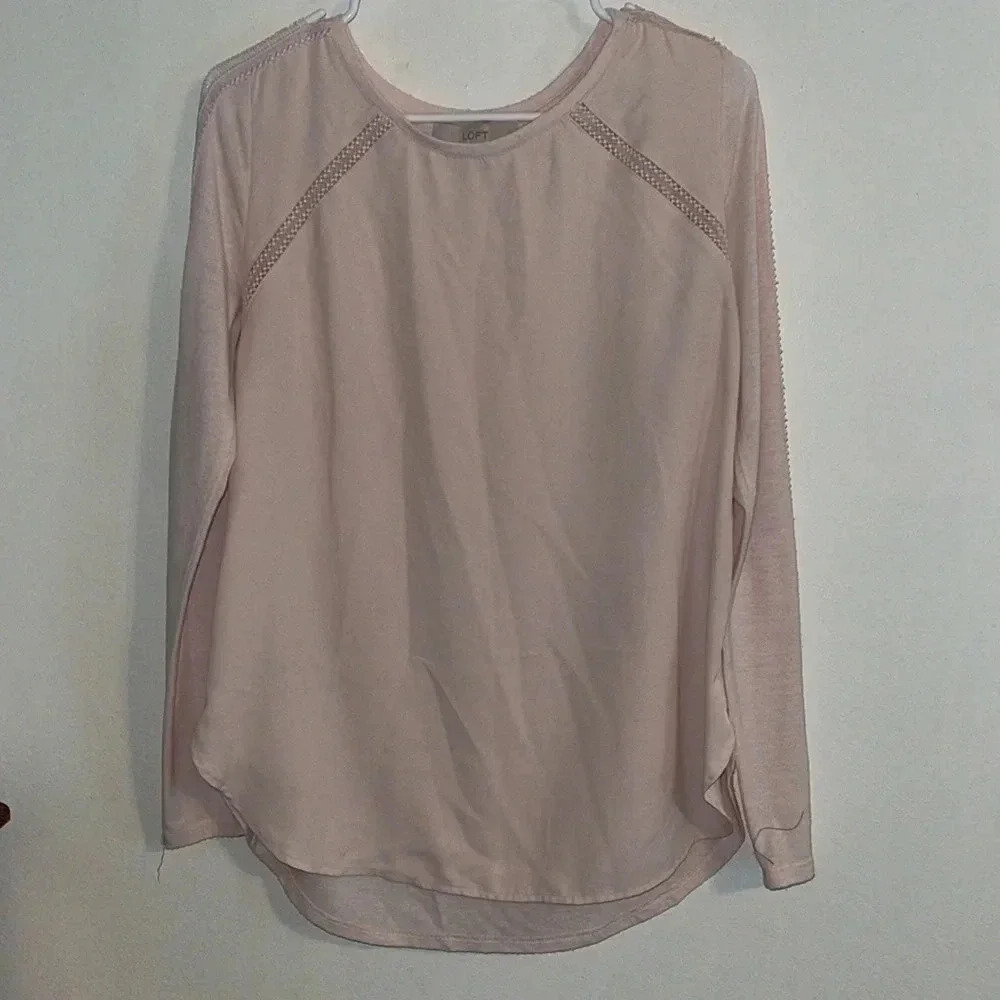 LOFT Pink Long Sleeve Blouse Top